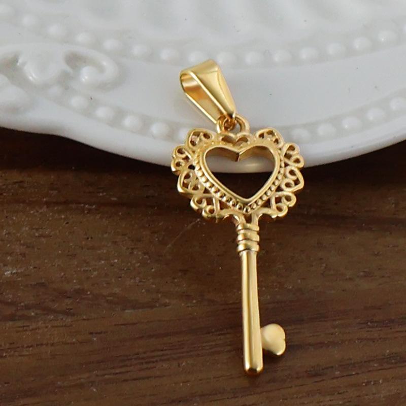 Yori 2Pcs Stainless Steel Key Heart Anchor Cross Pendant Vacuum Electroplating 18K Gold Color Preserving in Furnace