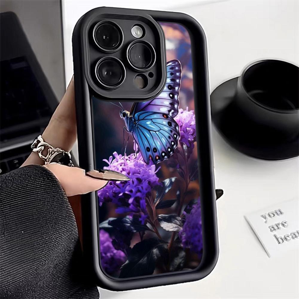 Мягкий чехол из ТПУ с ангельскими глазками для Samsung A05 A04 A10 A30 A13 A23 A53 A14 A24 A34 A54 A15 A25 A35 A55 S20 S23 FE S24 Ultra Ae64 с изображением бабочки и цветка