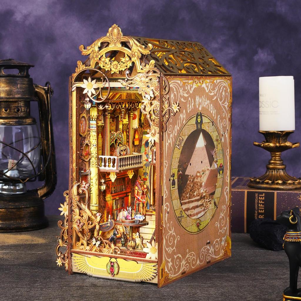 Spilay Booknook Миниатюрный кукольный домик Комплект для книг Подставка для книг Украшение кукольного домика DIY Поделка своими руками Деревянный подарочный кукольный домик для начинающих - День рождения,