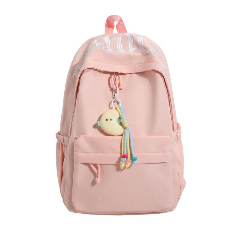 Schoolbag Lightweight and Simple Junior High School High School Backpack Solid Color Alphabet College Student Versatile Commuter Large Capacity