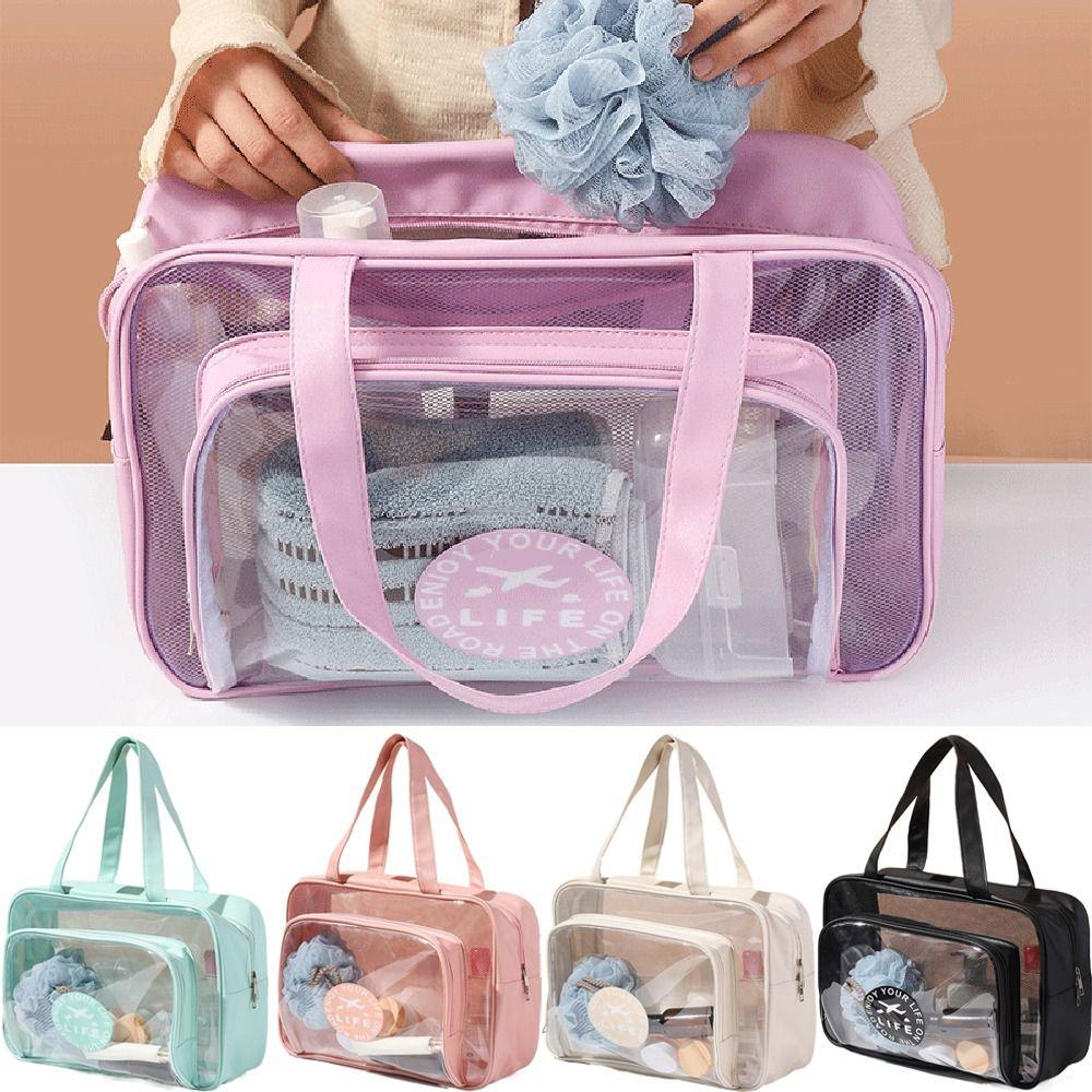 Wet and Dry Separation Toiletry Storage Pouch Large Capacity Clear Toiletry Case Women