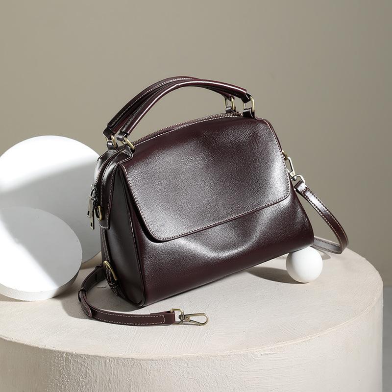 Genuine Leather Women's Bag Vintage Luxury Designer Women Shoulder Bag  Cowhide Handbags Versatile Crossbody Bags