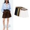 Summer New Product Women's Clothes High Waist with Belt Elegant Pleated Fashion Casual Shorts 8649767 8372444