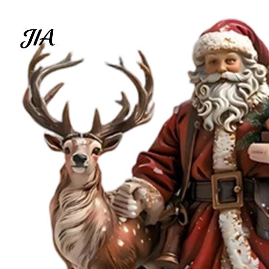 Cute Santa Claus Xmas Decorations Christmas Reindeer Tabletop Ornament, 2D Acrylic Festive Home Office Desk Decor for Fireplace Living Room