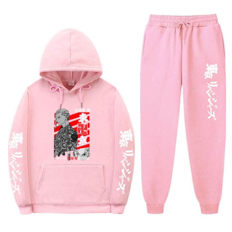 Мужской оверсайз комплект из худи и брюк Streetwear с мультяшным принтом, свободный крой, утепленный флисом, повседневный спортивный костюм