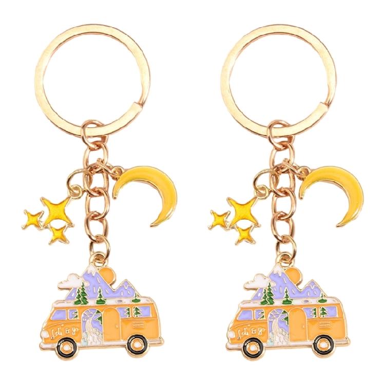 Pack of 2 Camping Car Keyrings Alloy Keychain Set Stylish Car Shape Bag Pendant Bag Accessory for Camping Lover Present