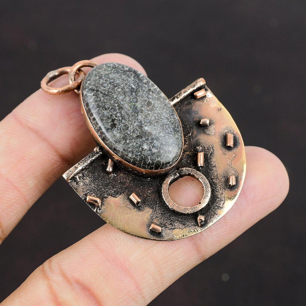 Подвеска из коралла ската, медная подвеска, подвеска из драгоценного камня, ювелирное изделие ручной работы, новейший дизайн, изящное медное ювелирное изделие, подарок на годовщину для мамы