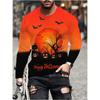 Long Sleeve T-Shirt Halloween Pumpkin Pattern Top Fashion Wicked Party Costume Winter Men Loose Oversized T Shirt Blouse