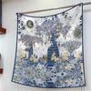 90cm Twill Silk Flower Scarf Shawl Brand Square Scarf Women Hijab Luxury Bandana Foulard Neckerchief Head Scarf