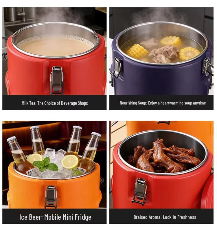 304 Insulated Large-Capacity Food Grade Bucket for Milk Tea, Ice, and Soy Milk