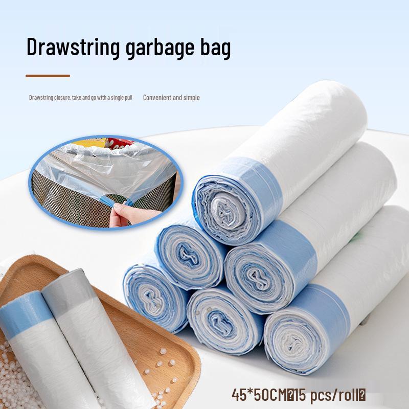 Portable Automatic Closure Disposable Drawstring Trash Bags for Dorms and Homes