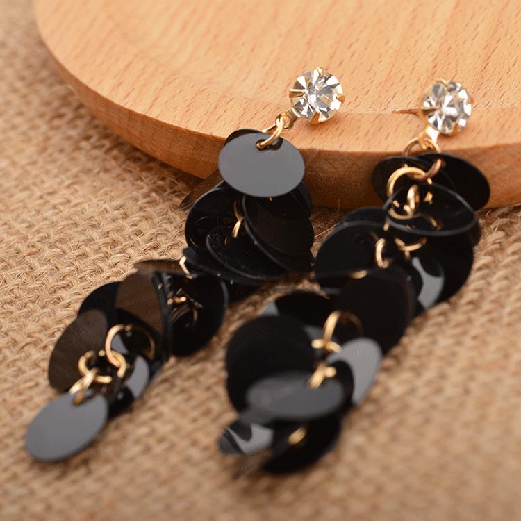 Модные темпераментные многослойные серьги с цветными пайетками, длинные серьги с кисточками, серьги для дикой личности KTJ