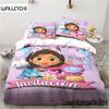 Gabby's Dollhouse Bedding Set Cartoon Pillowcases Quilt Cover For Girl Kids Gift Sing Twin Full Queen Cute Kawaii 3D Duvet Cover