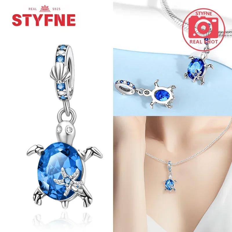 Женский браслет DIY Изысканные ювелирные изделия Подарки Оригинальные шармы Бусины Медь Морская серия Синяя черепаха Морская звезда Ракушка Подвески