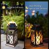 Винтажные металлические фонари на солнечных батареях - Мерцающая светодиодная лампа со свечой без пламени, водонепроницаемый подвесной декор для патио, сада и улицы