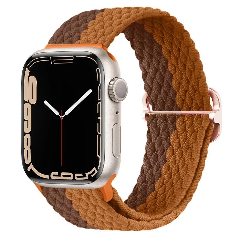 Нейлоновый ремешок для Apple Watch Ultra 2 49 мм 40 мм 44 мм 41 мм 38 45 мм Эластичный плетеный браслет-петля для iWatch Series 9 8 7 6 SE 5 4