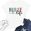 Футболка для медсестры Женская Футболка с принтом 'Nurse Life' Подарок для школы медсестер Футболка с коротким рукавом