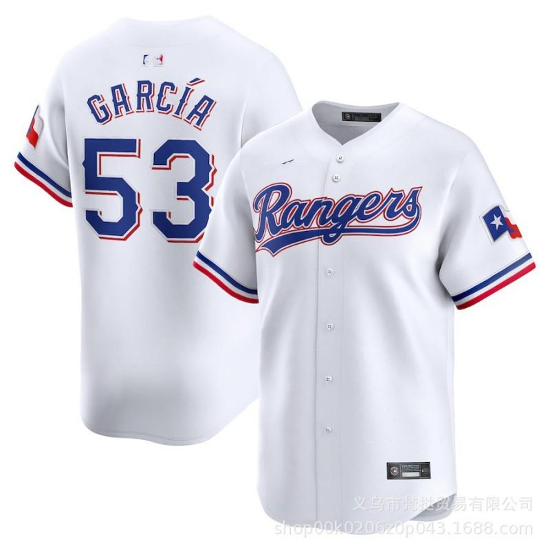 Mens MLB Texas Rangers Baseball Jersey Custom Embroidered Seager 5 Garcia 53 DeGrom 48 Short Sleeve Cotton Blend V-Neck Sportswear