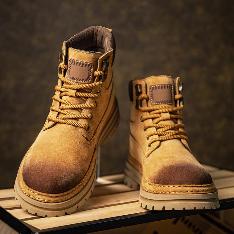 Vintage Style Men Suede Leather Motorcycle Boots High Quality Male Walking Shoes Non-Slip Versatile Motorcycle Boots Ankle Boots