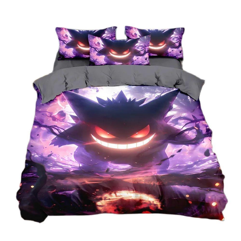 3D Printed Pokemon Gengar Bedding Collection Cartoon Anime Pokemon Duvet Cover Comforter Pillowcase Boys Girls Children Adults Quilt C