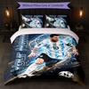 Lionel Messi Custom Name Text Bedding Set 1 Duvet Cover+2 Pillowcases Soccer Logo Personalized Gift For Special Occasion Bedroom Decor