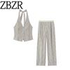 Za Spring New Arrivals Women's Clothing European and American Style Fashion Striped Halter Neck Tank Top and Long Pants 2010778 6929413