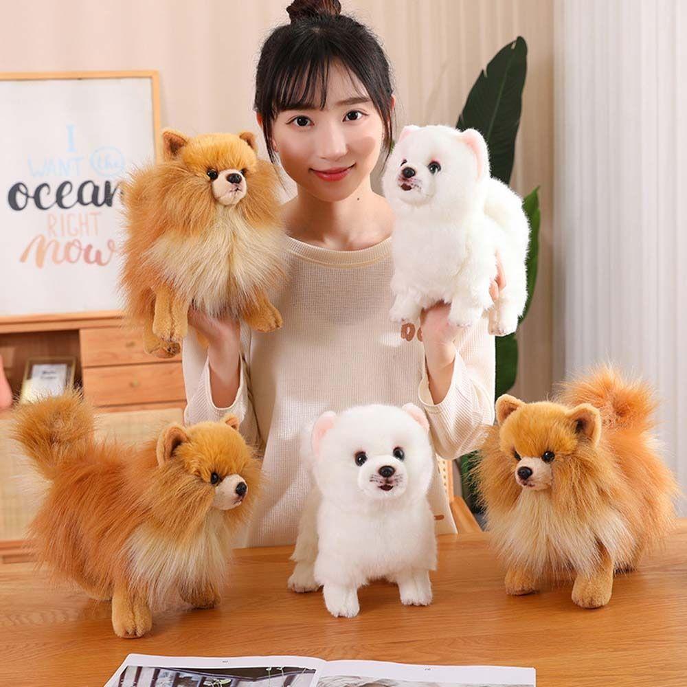 Real Life Pomeranian Plush Toy Stuffed Animals Stuffed Puppy Doll  Kids Girls