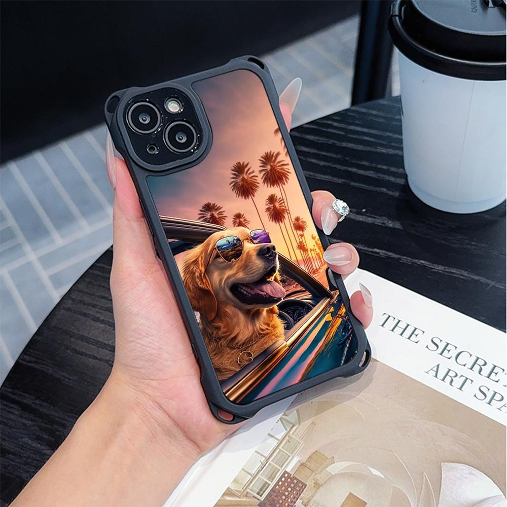 Чехлы для телефонов Ae76 Dog Color Doodle Design Soft для iPhone 16 15 14 13 12 11 Pro Max 8 Plus XR с ремешком на запястье, защитным шнурком для углов, задняя крышка