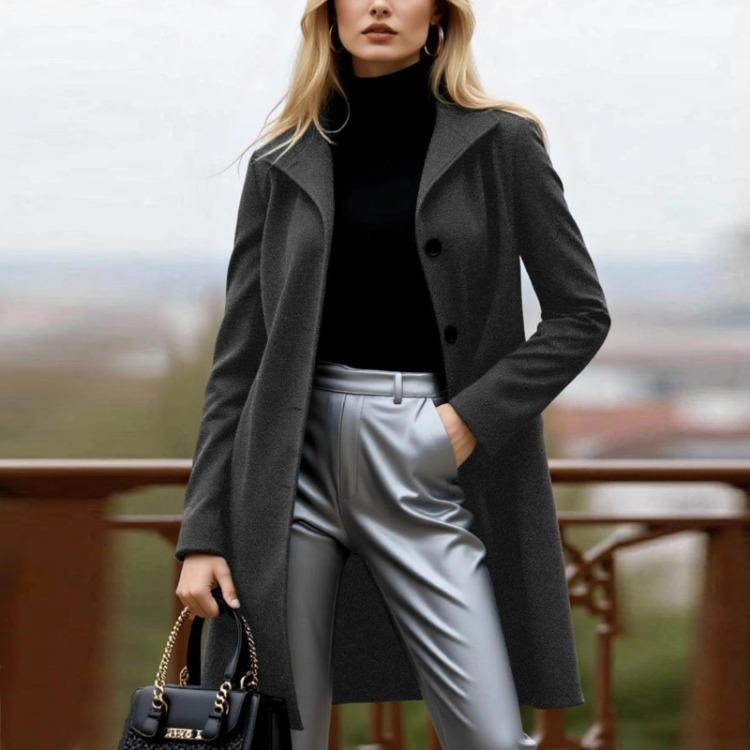 Женский модный тренч однобортный А-силуэта для осени-зимы