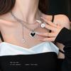 Punk Senior Fashion Women Pendant Necklaces Fine Double Link Chain Metal Heart Party Necklace Jewelry Gift
