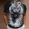 Мужская футболка с принтом свирепого тигра, футболка с коротким рукавом и 3D-принтом для мужчин, летняя свободная мужская одежда, свободные футболки в стиле ретро, топы
