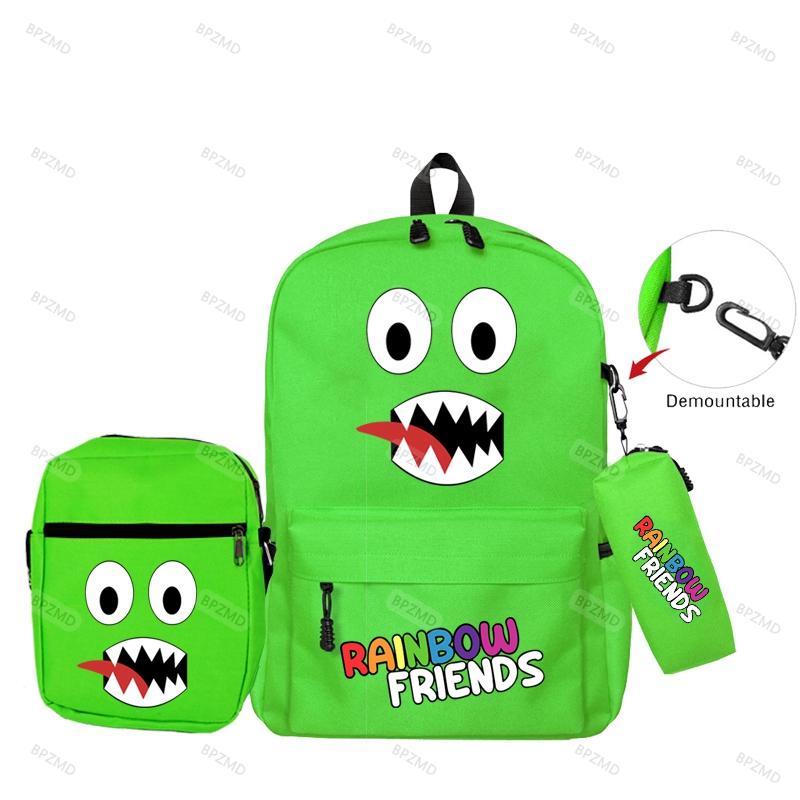 3 шт./компл., оригинальные рюкзаки с радужными друзьями для мальчиков и девочек, школьный рюкзак большой емкости, игровой рюкзак, сумка-пенал