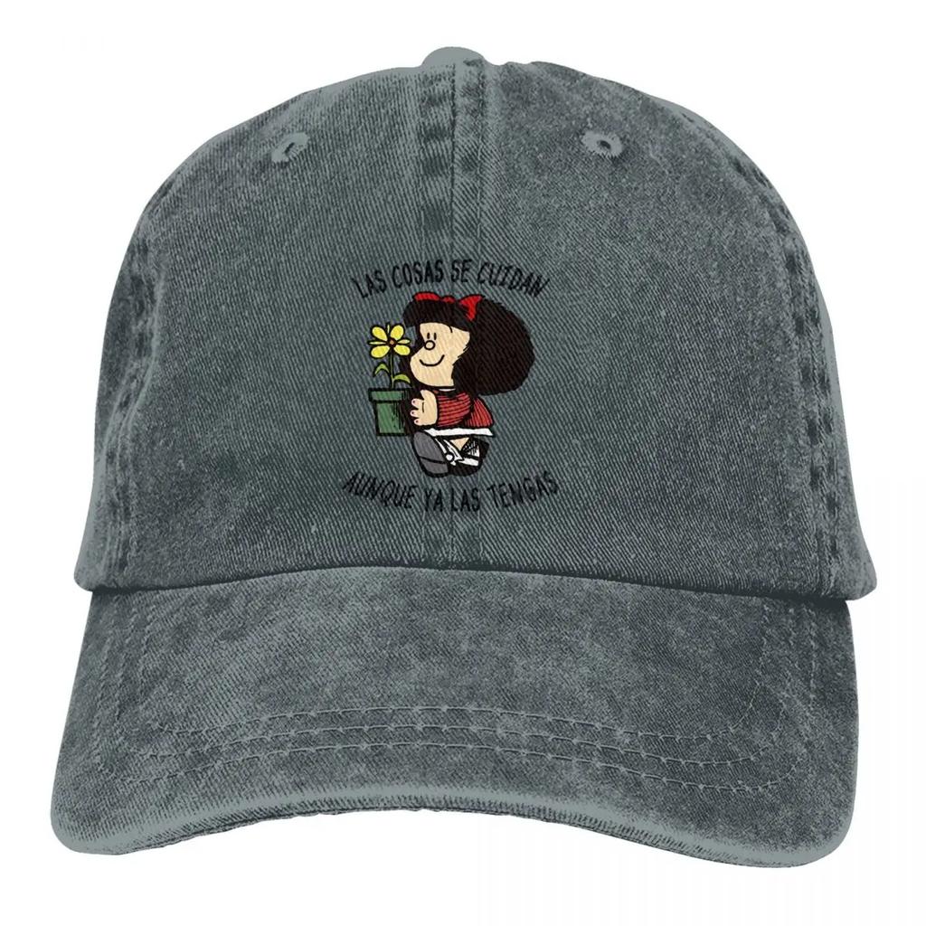 Многоцветная шляпа Mafalda с мультяшным рисунком, женская кепка с козырьком, с заботой о персонализированных защитных шапках с козырьком