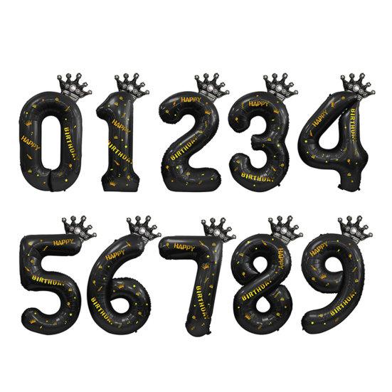 40-дюймовые большие черные воздушные шары с цифрами в виде короны и надувной соломой, товары для детского душа, свадьбы, дня рождения, вечеринки