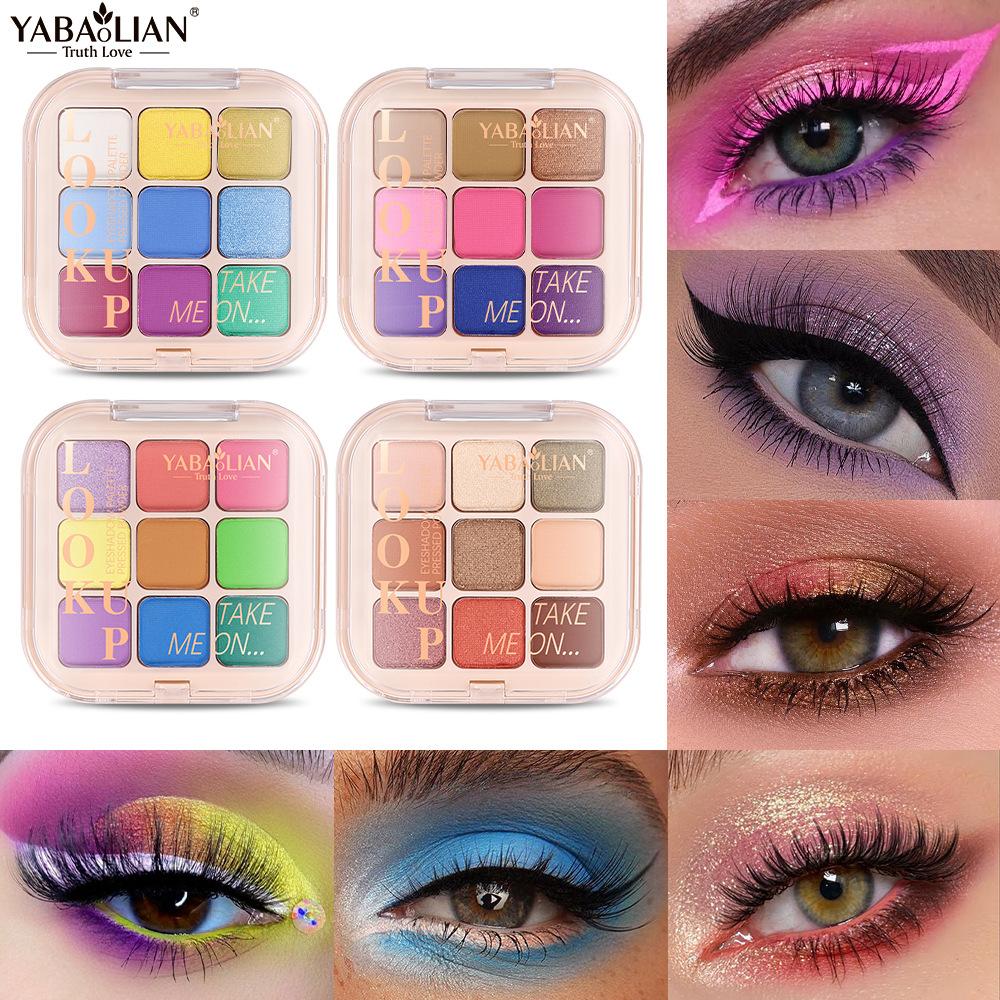 Nine-colored Colorful Fog-sensing Eyeshadow Velvet Glitter Flash Eyeshadow Plate Waterproof and Sweat-proof Not Easy To Take Off Makeup Eye Makeup