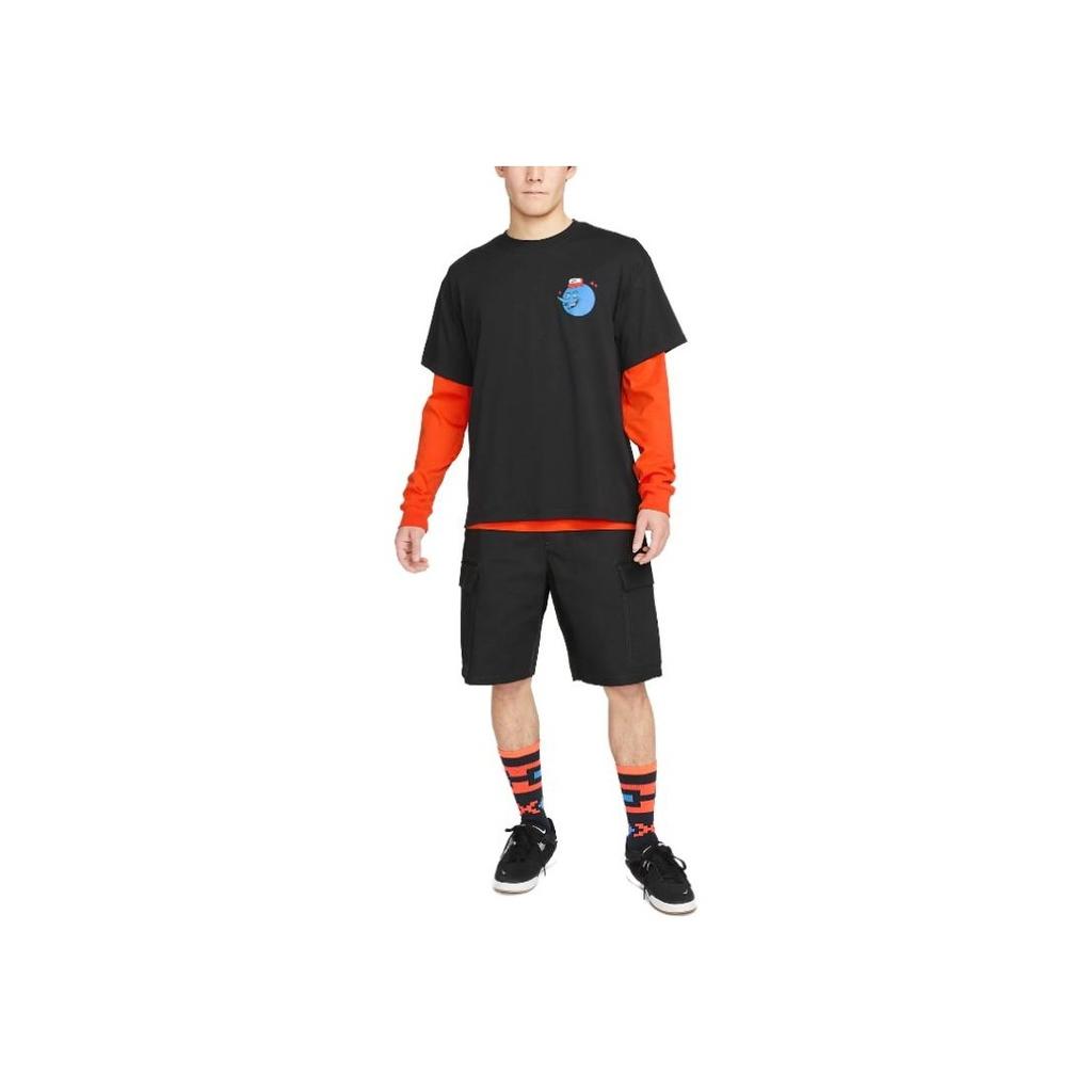 Nike Футболка-пуловер с коротким рукавом и узорчатым принтом, мужские топы, черного цвета FB8137-010