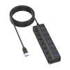 7/4-портовый USB-хаб с удлинительным кабелем, USB-хаб-удлинитель с индивидуальным управлением, Широкая совместимость для быстрой передачи данных