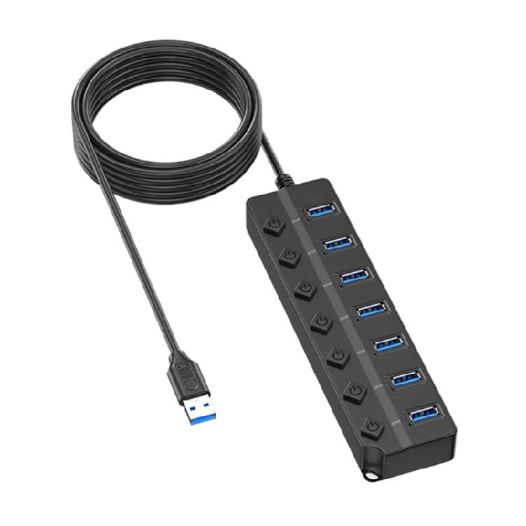 7/4-портовый USB-хаб с удлинительным кабелем, USB-хаб-удлинитель с индивидуальным управлением, Широкая совместимость для быстрой передачи данных