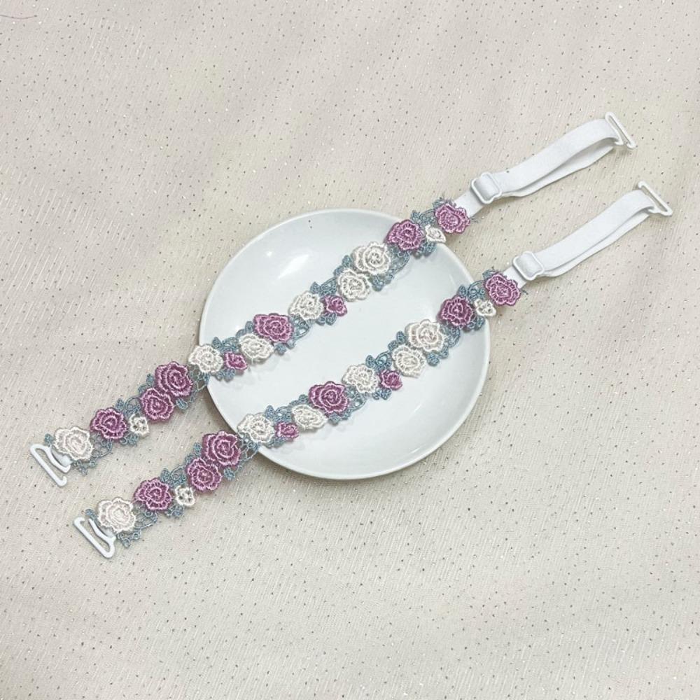Adjustable Floral Bra Straps with Lace Trim Flower Lingerie Strap Fashion Underwear Strap  Women