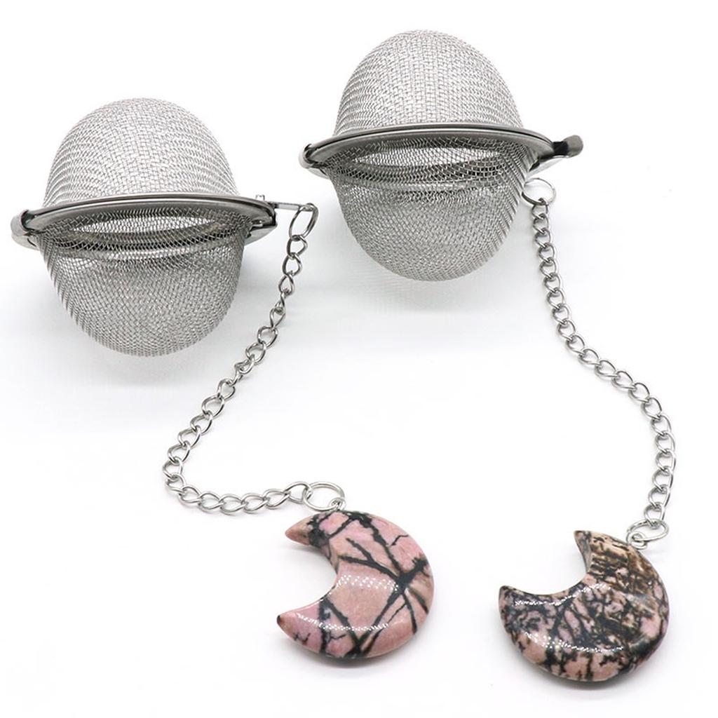1 шт., сетчатый фильтр для чая, удлинительная цепочка в форме луны, искусственный кристалл, камень из нержавеющей стали, горячий горшок, специи, ситечко для чая, шар, кухонный шарик для чая
