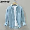 Korean Simple Style Long Sleeve Light Blue Denim Shirt Men Spring/Autumn Daily Men Tops Lapel Collar Pure Cotton Men's Casual Shirt