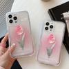 Ins 3d рельеф розовые тюльпаны цветок мультфильм подставка-держатель чехол для телефона для Iphone 13 12 Promax 11 14 Pro Max Imd противоударная задняя крышка