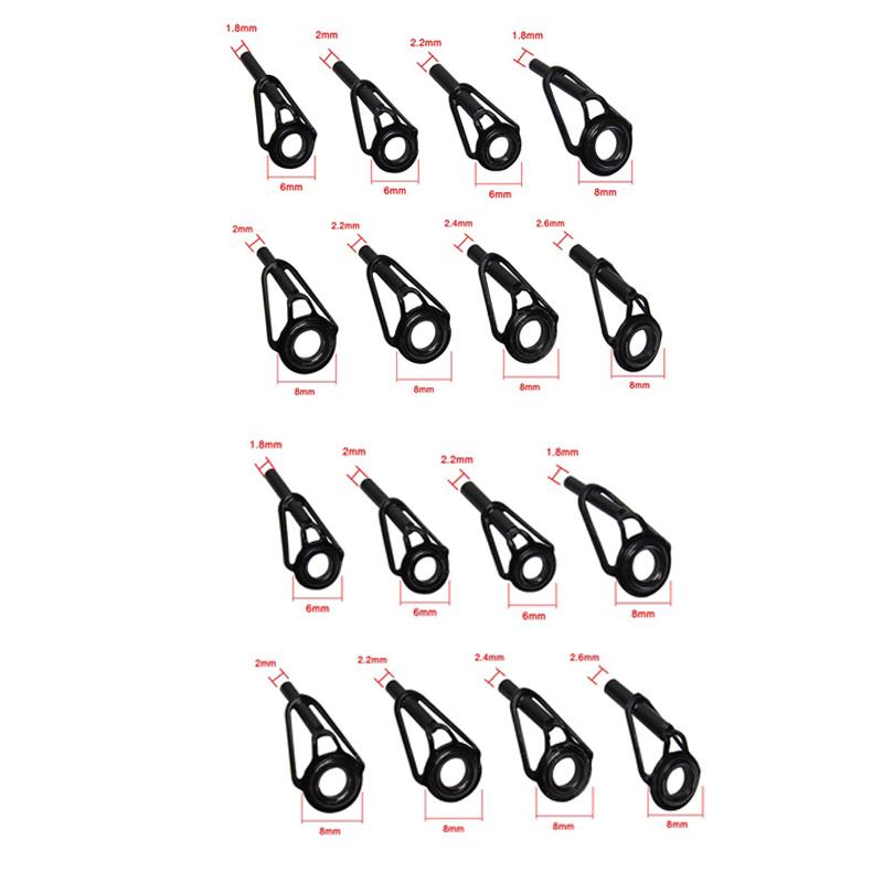 8/16/80 шт. Черные наконечники для спиннинговых и кастинговых удилищ, для сборки и ремонта, кольца для лески, рама из нержавеющей стали