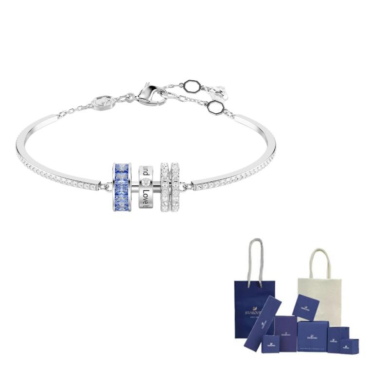 Swarovski Браслет Connexus с узором из трех колец, родиевое покрытие, имитация кристалла, женский браслет, серебряный 5690039