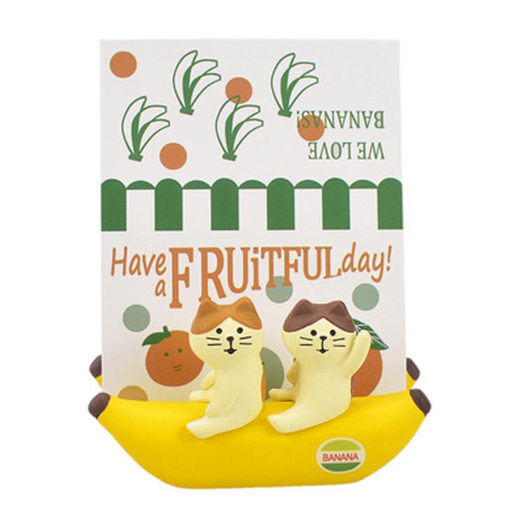 Japanese Zakka Girly Heart Banana Cat Business Card Holder - Cute Gift Ornament