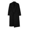 Men's Trendy Long Black Wool Blend Winter Trench Coat Overcoat with Gothic Windbreaker Design