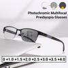 Metal Frame Far Sighted Eyeglasses With Sunshades Smart Photochromic Multifocal Reading Glasses Men Business Presbyopia Eyewear