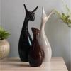 Deer Family Lucky Statue Showpiece Idol for Gifting & Home Table Decoration, Set of 3, Ceramic Color: Black, White & Brown