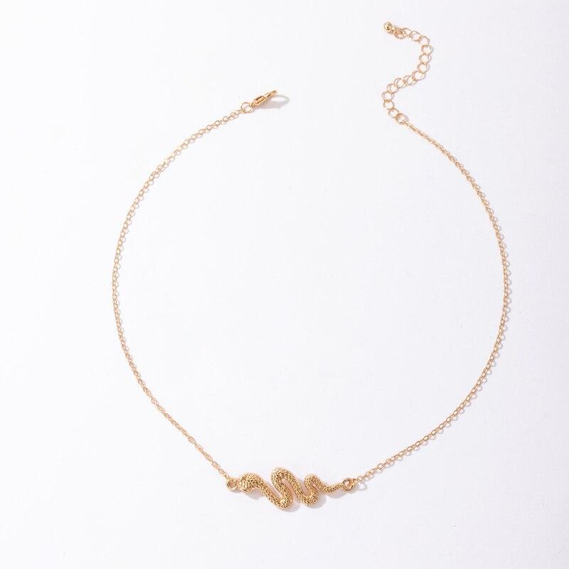 Богемное ожерелье-чокер в виде змеи для женщин, подвески из золотого сплава, металлический свитер на ключицу, регулируемые украшения для вечеринок