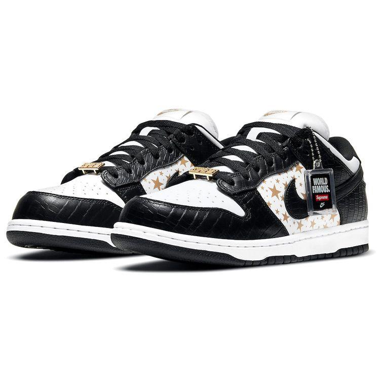 Supreme x Nike Dunk Low OG SB QS Black Unisex Sneakers White Metallic-Gold DH3228-102